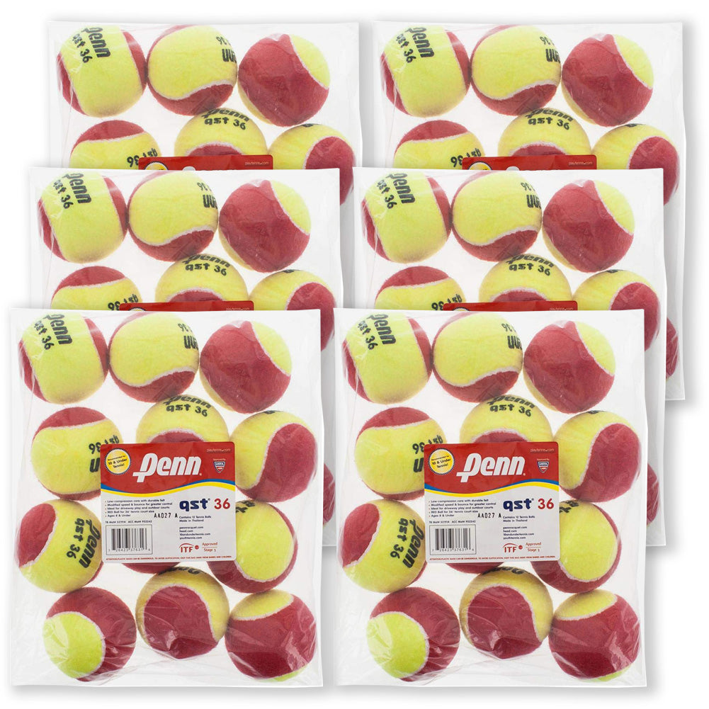 Penn QST 36 Quick Start Red Junior Tennis Balls 72 case - RacquetGuys.ca