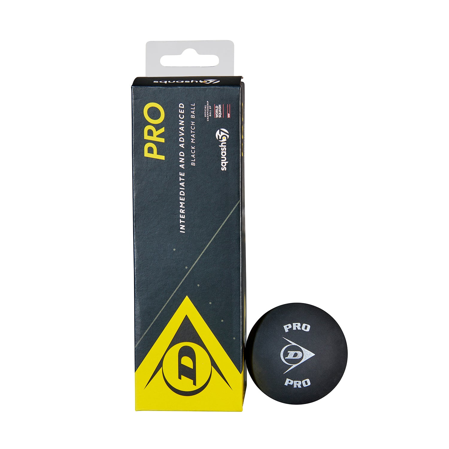 Dunlop Pro Black Dot Squash 57 Squash Balls - 3 Ball Tube - RacquetGuys.ca