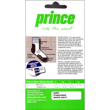 Prince Silver Series 1/4 Top Socks (White/Pink) - RacquetGuys.ca
