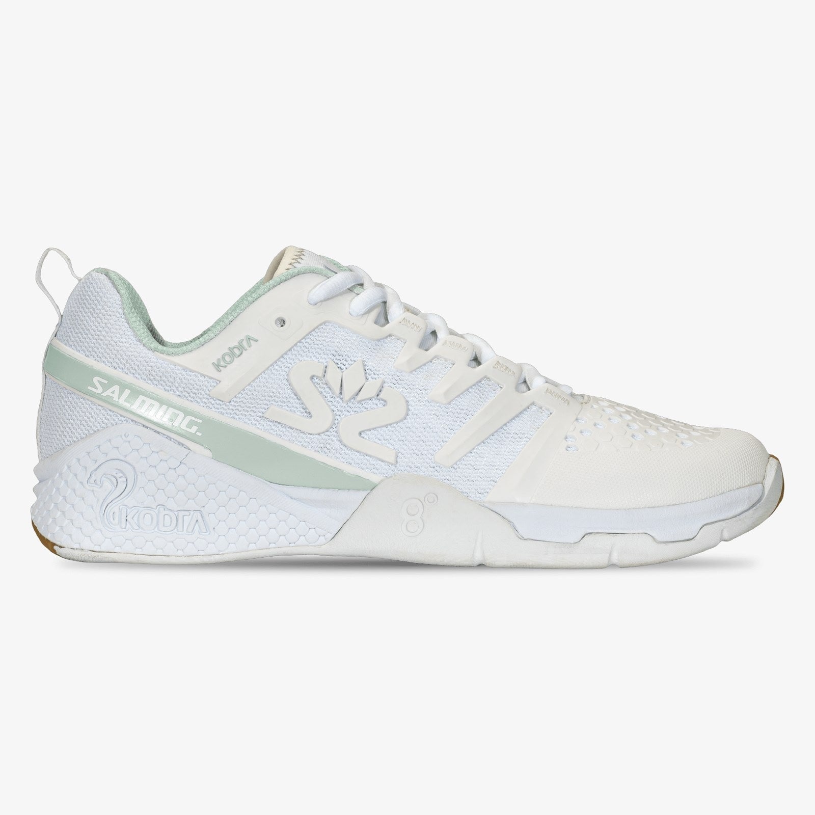 Salming Kobra 3 Women's Indoor Court Shoe (White/Pale Blue) - RacquetGuys.ca