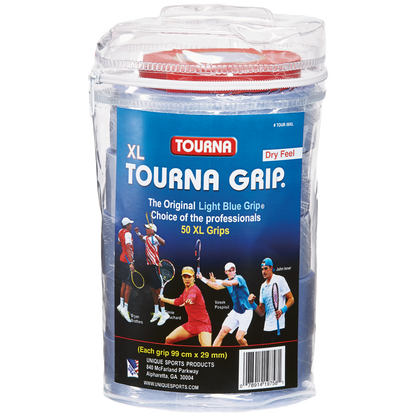 Tourna Grip Original XL Overgrip 50 Pack Travel Pouch (Blue) - RacquetGuys.ca