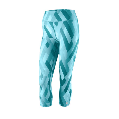Wilson Womens Printed Tights Capri Pants (Bluebird) - RacquetGuys.ca