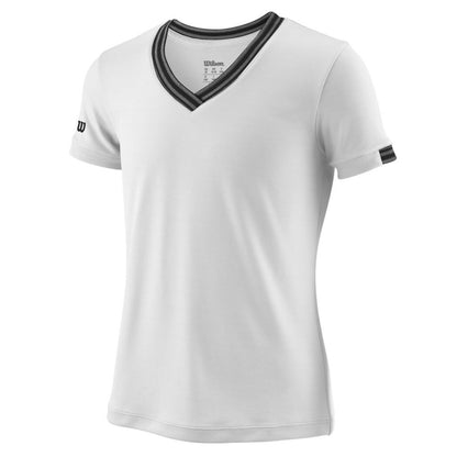 Wilson Girl's Team V-Neck (White) - RacquetGuys.ca