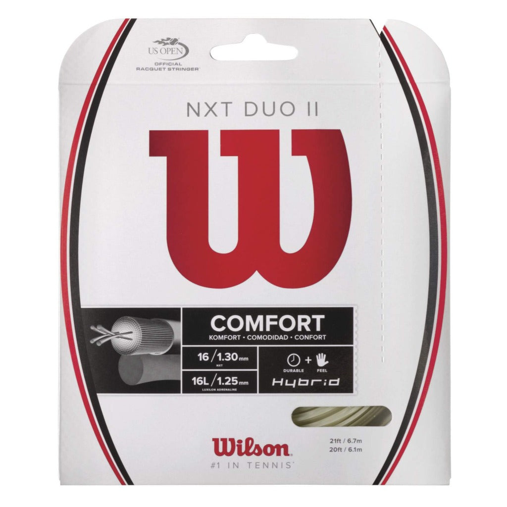 Wilson NXT Duo II (Luxilon Adrenaline 16L / Wilson NXT 16) Hybrid Tennis String - RacquetGuys.ca