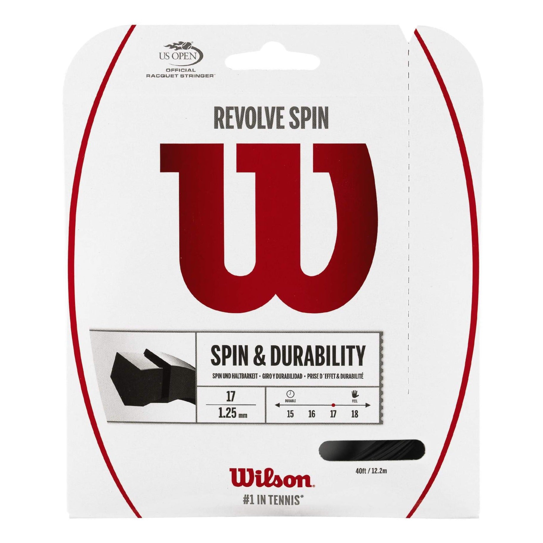 Wilson Revolve Spin 17 Tennis String (Black) - RacquetGuys.ca