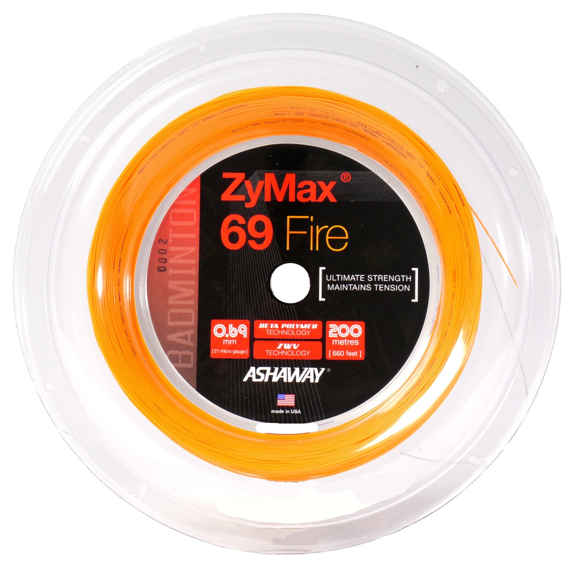 Ashaway Zymax 69 Fire Badminton String Reel (Orange) - RacquetGuys.ca