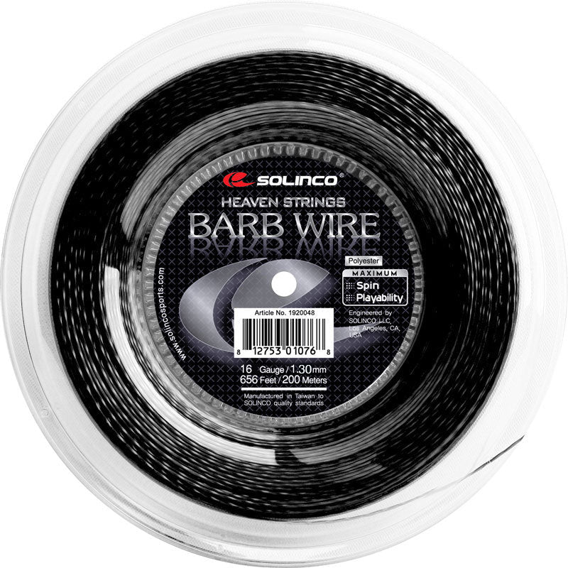 Solinco Barb Wire 16/1.30 Tennis String Reel (Black) – RacquetGuys.ca