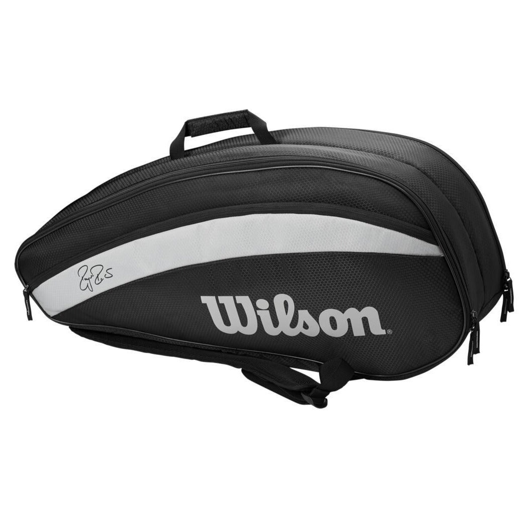 Wilson RF Team Federer 6 Pack Tennis Racquet Bag (Black/White ...