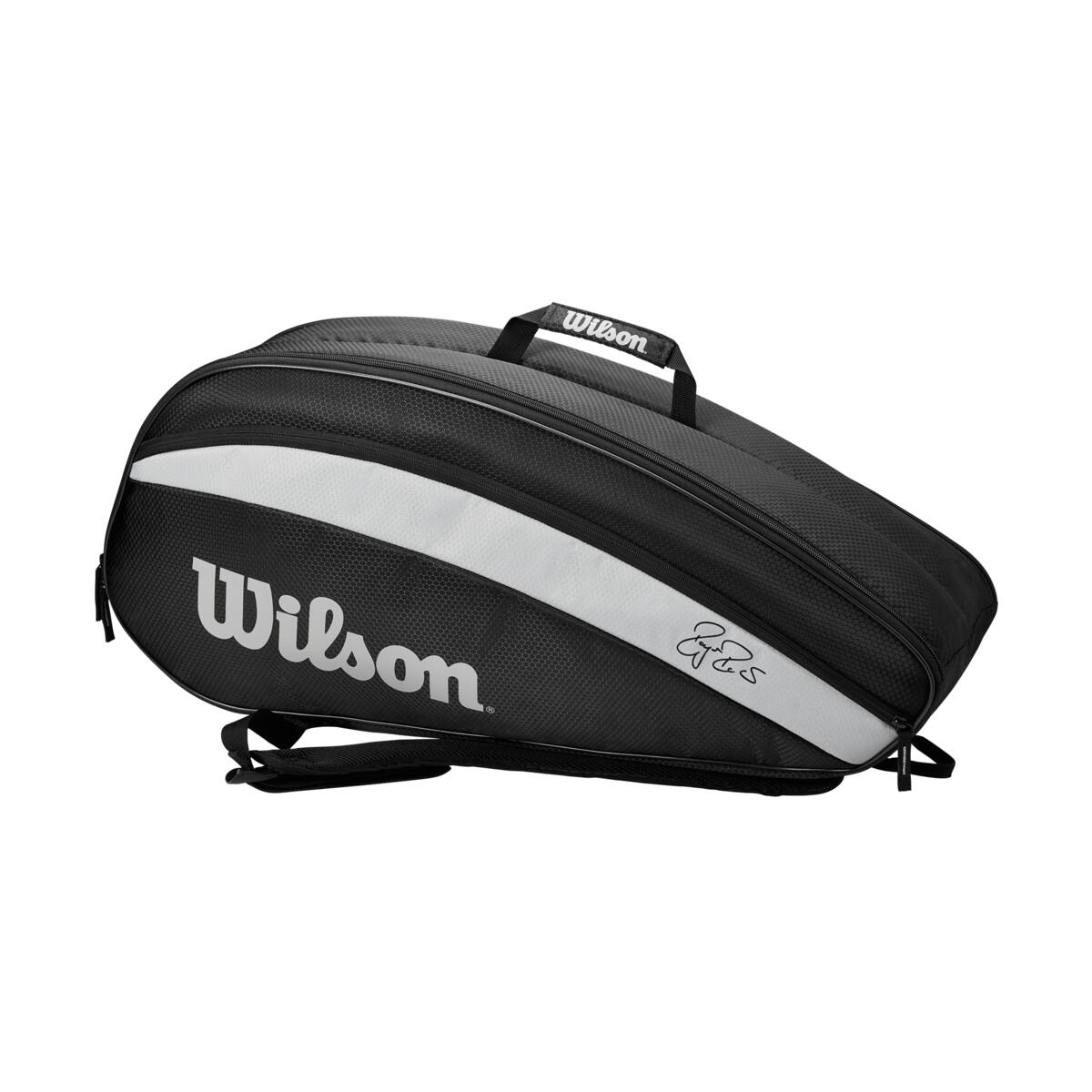 Wilson RF Team 6 Pack Racquet Bag (Black/White) - RacquetGuys.ca