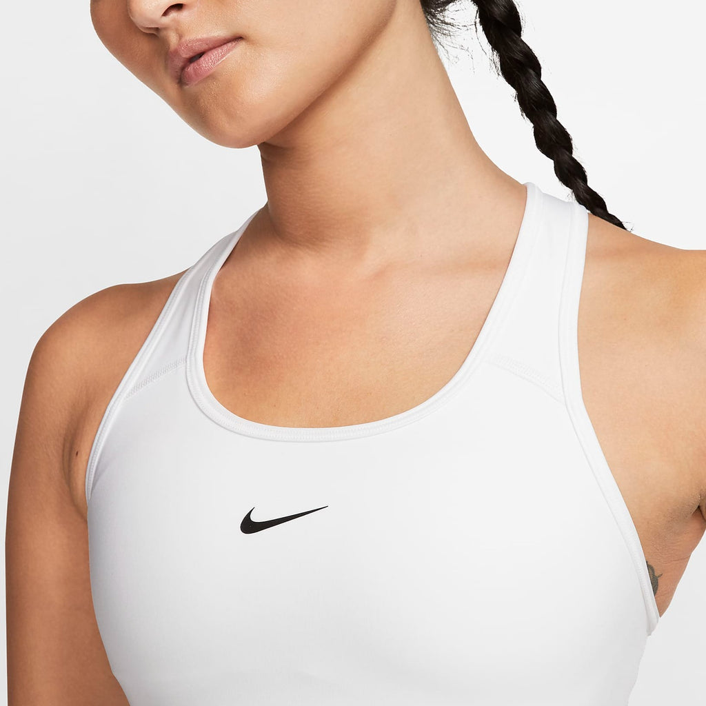 Nike Women's Dri-FIT Swoosh Medium Support 1 Piece Pad Sports Bra  (White/Black)