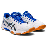 Asics Gel Rocket 10 Women's Indoor Court Shoe (White/Blue) - RacquetGuys.ca