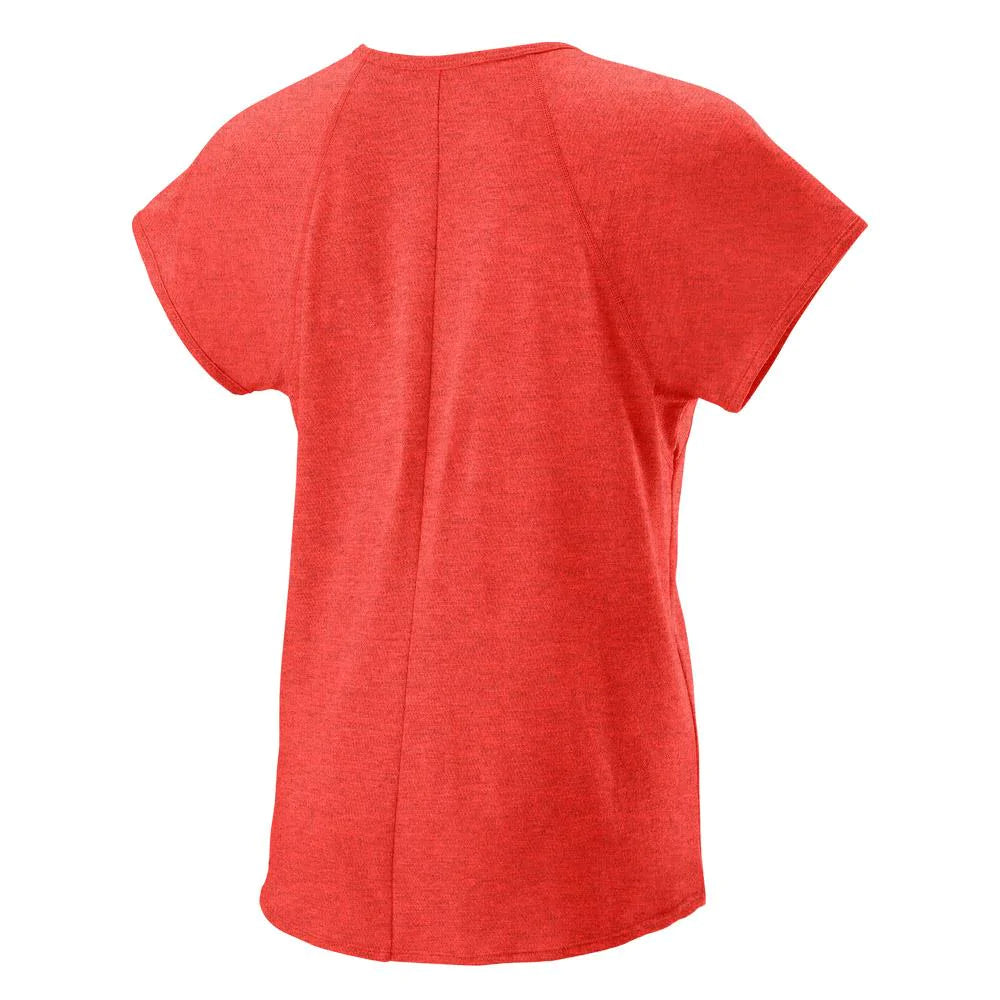 Wilson Women's Training V-Neck Tee (Hot Coral) - RacquetGuys.ca