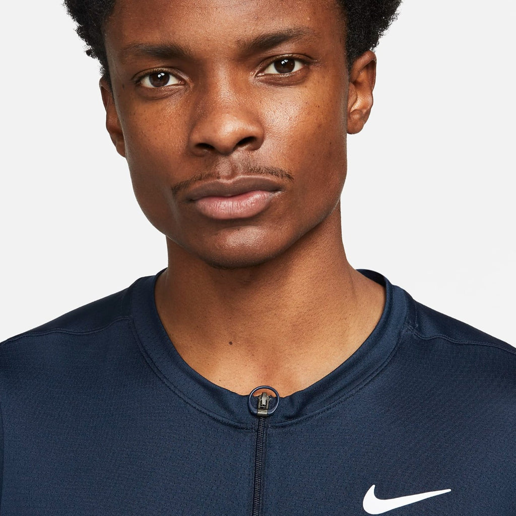 Nike Men's Dri-FIT Advantage Zip Polo (Obsidian/White) - RacquetGuys.ca