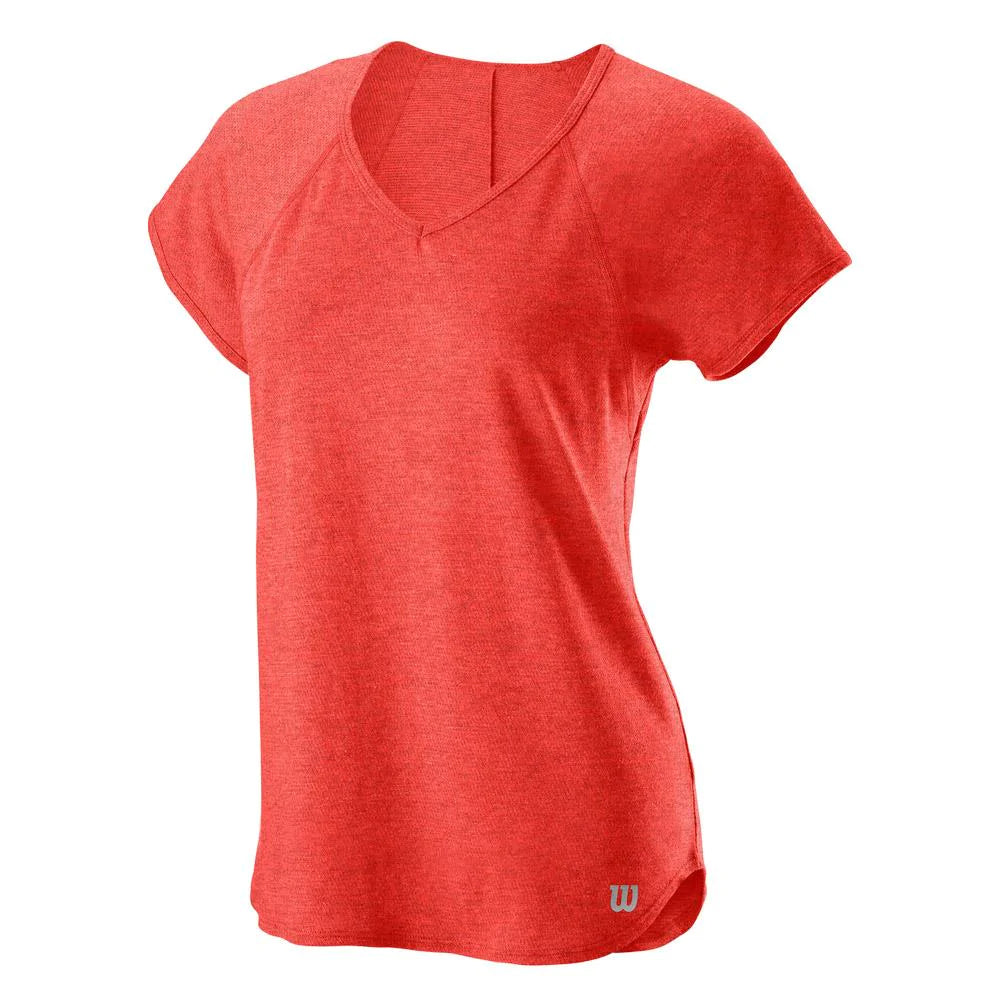Wilson Women's Training V-Neck Tee (Hot Coral) - RacquetGuys.ca
