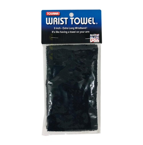 Tourna Wrist Towel 6" Extra Wide Wristband (Black) - RacquetGuys.ca