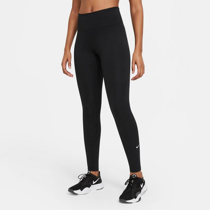Nike Women's Dri-FIT One Women's Mid-Rise Tight (Black/White) - RacquetGuys.ca