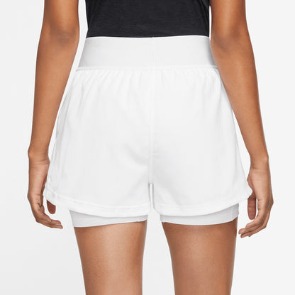 Nike Women's Dri-Fit  Advantage Short (White/Black) - RacquetGuys.ca
