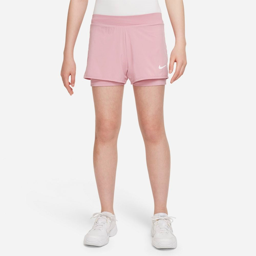 Nike Girls' Dri-FIT Victory Shorts (Elemental Pink/White) - RacquetGuys.ca