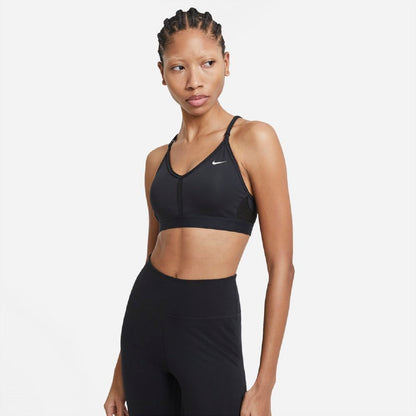 Nike Women's Dri-FIT Indy Light Support Padded V-Neck Sports Bra (Black) - RacquetGuys.ca